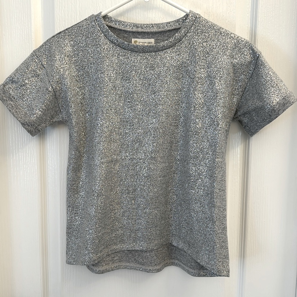 Tucker + Tate ‎silver top shirt Sz S (7/8) Holiday Christmas fun!